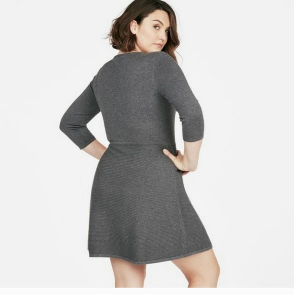 Justfab Textured Fit and Flare Grey Dress Size 2X - Picture 2 of 3